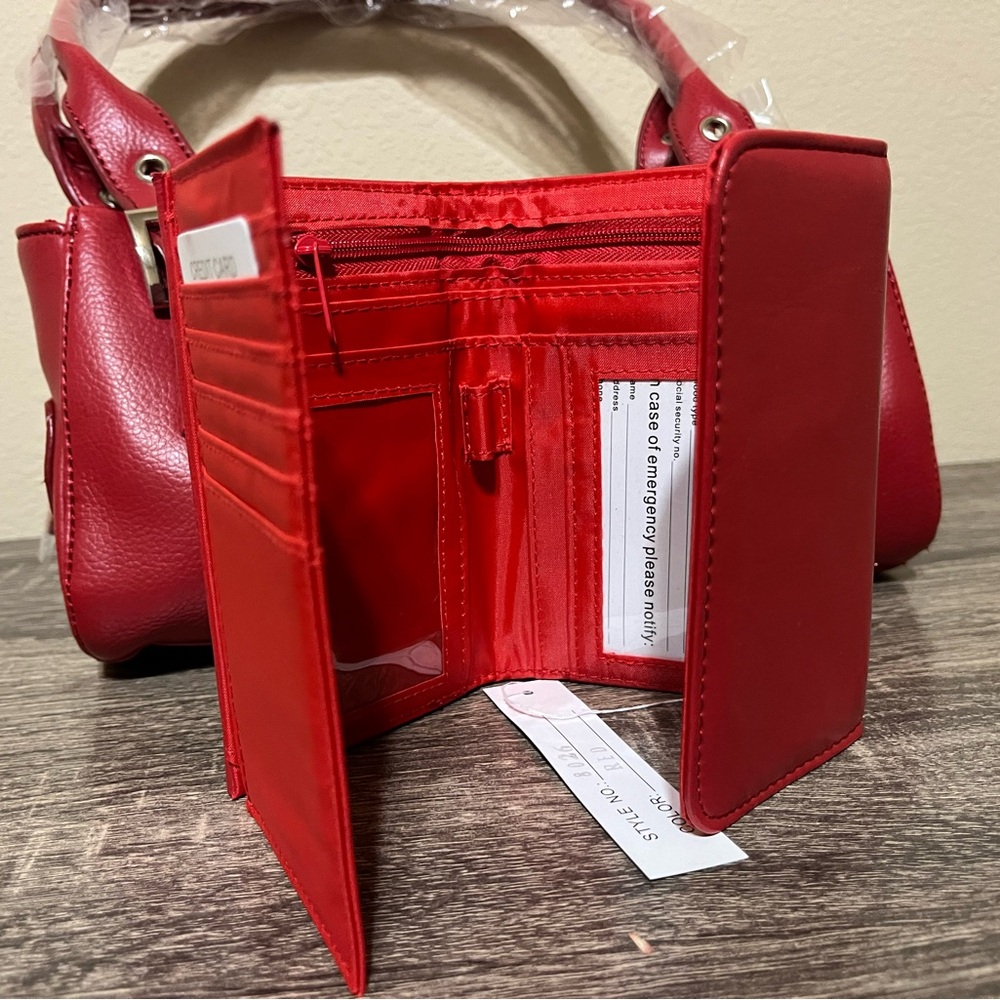 Red Shoulder Bag and Wallet Set - Picture 11 of 11